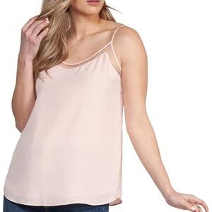 Black Tape Camisole Pale Pink Mesh Detail Spaghetti Straps